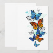 Vliegende Vlinders Morpho en Monarch Bedankkaart (Voorkant / Achterkant)