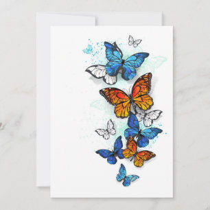 Vliegende Vlinders Morpho en Monarch Bedankkaart