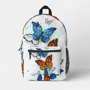 Vliegende Vlinders Morpho en Monarch Bedrukte Rugzak