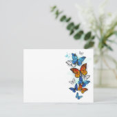 Vliegende vlinders Morpho en Monarch Briefkaart (Staand voorkant)