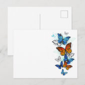 Vliegende vlinders Morpho en Monarch Briefkaart (Voorkant / Achterkant)