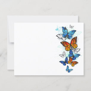 Vliegende vlinders Morpho en Monarch Briefkaart