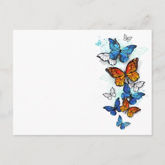 Vliegende vlinders Morpho en Monarch Briefkaart (Voorkant)