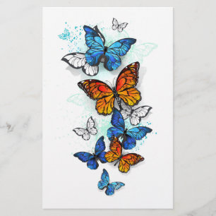 Vliegende Vlinders Morpho en Monarch Briefpapier