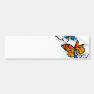 Vliegende Vlinders Morpho en Monarch Bumpersticker