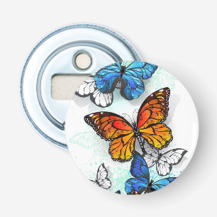 Vliegende Vlinders Morpho en Monarch Button Flesopener