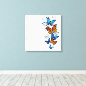 Vliegende Vlinders Morpho en Monarch Canvas Afdruk (Insitu (Houten vloer))