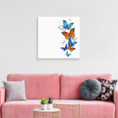 Vliegende Vlinders Morpho en Monarch Canvas Afdruk (Insitu (Woonkamer))
