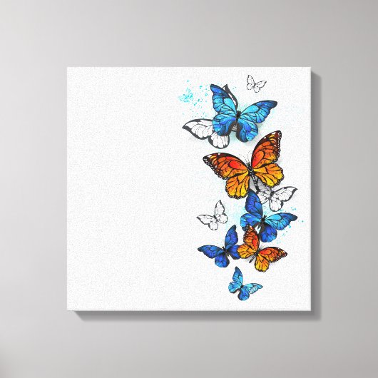 Vliegende Vlinders Morpho en Monarch Canvas Afdruk (Voorkant)