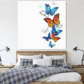 Vliegende Vlinders Morpho en Monarch Canvas Afdruk (Insitu (Slaapkamer))