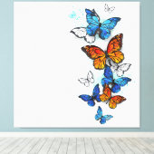 Vliegende Vlinders Morpho en Monarch Canvas Afdruk (Insitu (Houten vloer))