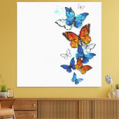 Vliegende Vlinders Morpho en Monarch Canvas Afdruk (Insitu (Woonkamer))