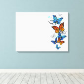 Vliegende Vlinders Morpho en Monarch Canvas Afdruk (Insitu (Houten vloer))