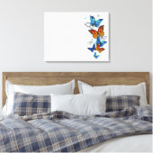 Vliegende Vlinders Morpho en Monarch Canvas Afdruk (Insitu (Slaapkamer))