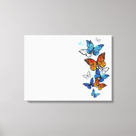 Vliegende Vlinders Morpho en Monarch Canvas Afdruk (Voorkant)