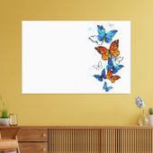 Vliegende Vlinders Morpho en Monarch Canvas Afdruk (Insitu (Woonkamer))