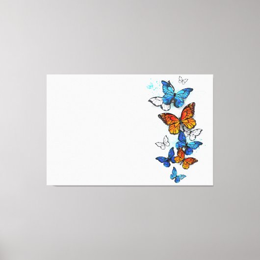Vliegende Vlinders Morpho en Monarch Canvas Afdruk (Voorkant)