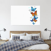 Vliegende Vlinders Morpho en Monarch Canvas Afdruk (Insitu (Slaapkamer))
