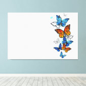 Vliegende Vlinders Morpho en Monarch Canvas Afdruk (Insitu (Houten vloer))