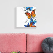 Vliegende Vlinders Morpho en Monarch Canvas Afdruk (Insitu (Woonkamer))