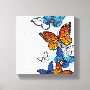Vliegende Vlinders Morpho en Monarch Canvas Afdruk