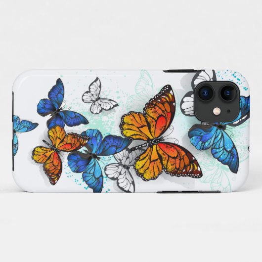 Vliegende Vlinders Morpho en Monarch Case-Mate iPhone Case (Achterkant (horizontaal))