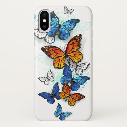 Vliegende vlinders Morpho en Monarch Case-Mate iPhone Case (Achterkant)