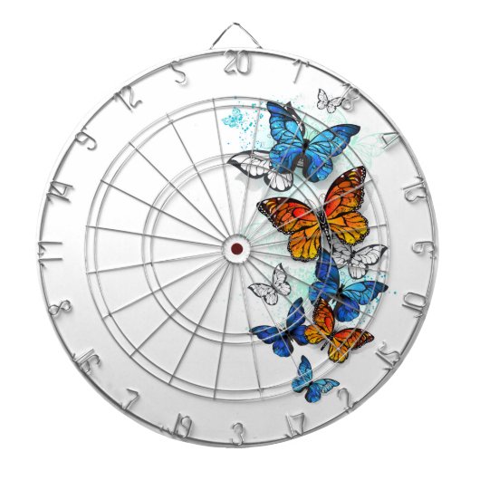 Vliegende Vlinders Morpho en Monarch Dartbord (Voorkant)