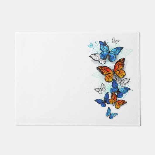 Vliegende Vlinders Morpho en Monarch Deurmat (Voorkant)