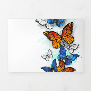 Vliegende Vlinders Morpho en Monarch Drieluik Kaart