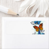 Vliegende Vlinders Morpho en Monarch Etiket (Insitu)