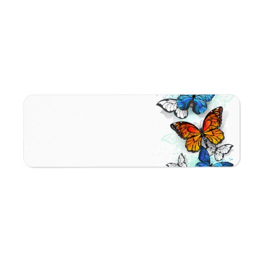 Vliegende Vlinders Morpho en Monarch Etiket (Voorkant)