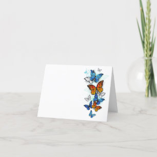 Vliegende Vlinders Morpho en Monarch Feestdagen Kaart