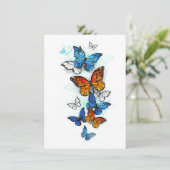 Vliegende Vlinders Morpho en Monarch Feestdagenkaart (Staand voorkant)