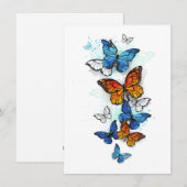Vliegende Vlinders Morpho en Monarch Feestdagenkaart (Voorkant / Achterkant)