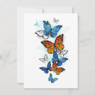Vliegende Vlinders Morpho en Monarch Feestdagenkaart
