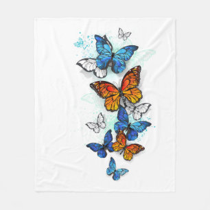 Vliegende Vlinders Morpho en Monarch Fleece Deken