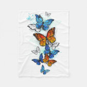 Vliegende Vlinders Morpho en Monarch Fleece Deken (Voorkant)