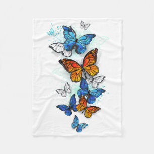 Vliegende Vlinders Morpho en Monarch Fleece Deken