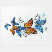 Vliegende Vlinders Morpho en Monarch Fleece Deken (Voorkant (Horizontaal))