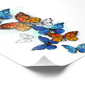 Vliegende Vlinders Morpho en Monarch Foto Afdruk (Hoek)
