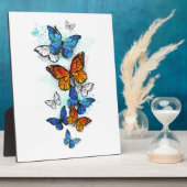 Vliegende vlinders Morpho en Monarch Fotoplaat (Zijkant)