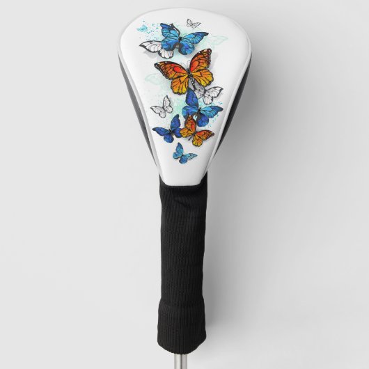 Vliegende Vlinders Morpho en Monarch Golfheadcover (Voorkant)
