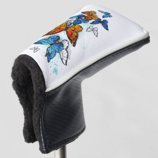 Vliegende Vlinders Morpho en Monarch Golfheadcover (3/4 voorkant)