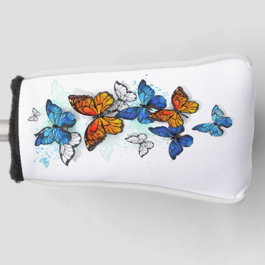 Vliegende Vlinders Morpho en Monarch Golfheadcover (Voorkant)