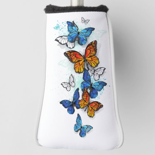 Vliegende Vlinders Morpho en Monarch Golfheadcover (Draai 90)