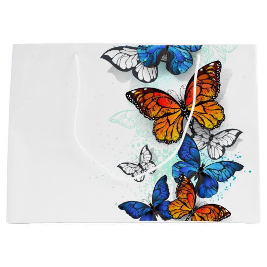 Vliegende Vlinders Morpho en Monarch Groot Cadeauzakje (Voorkant)