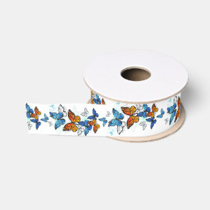 Vliegende Vlinders Morpho en Monarch Grosgrain Lint