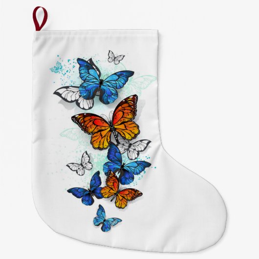 Vliegende Vlinders Morpho en Monarch Grote Kerstsok (Voorkant)