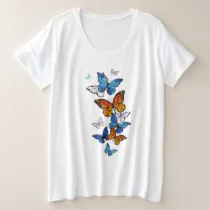 Vliegende Vlinders Morpho en Monarch Grote Maat T-shirt